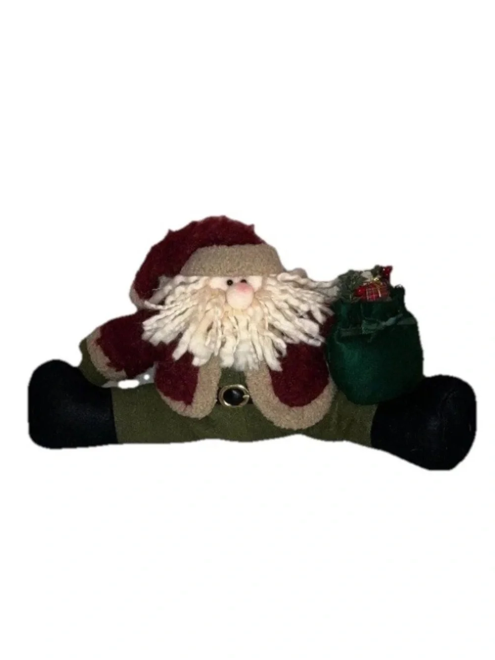 Country Santa Claus Christmas Weighted Holiday Plush Cabin Fireplace Decor 18 In